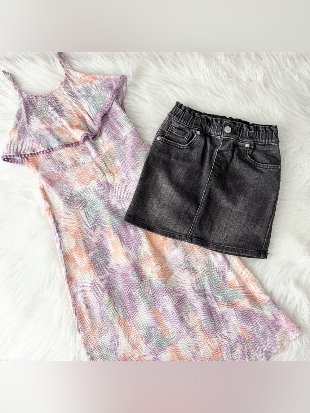 Bundle Girls Maxi Dress + Denim Skirt